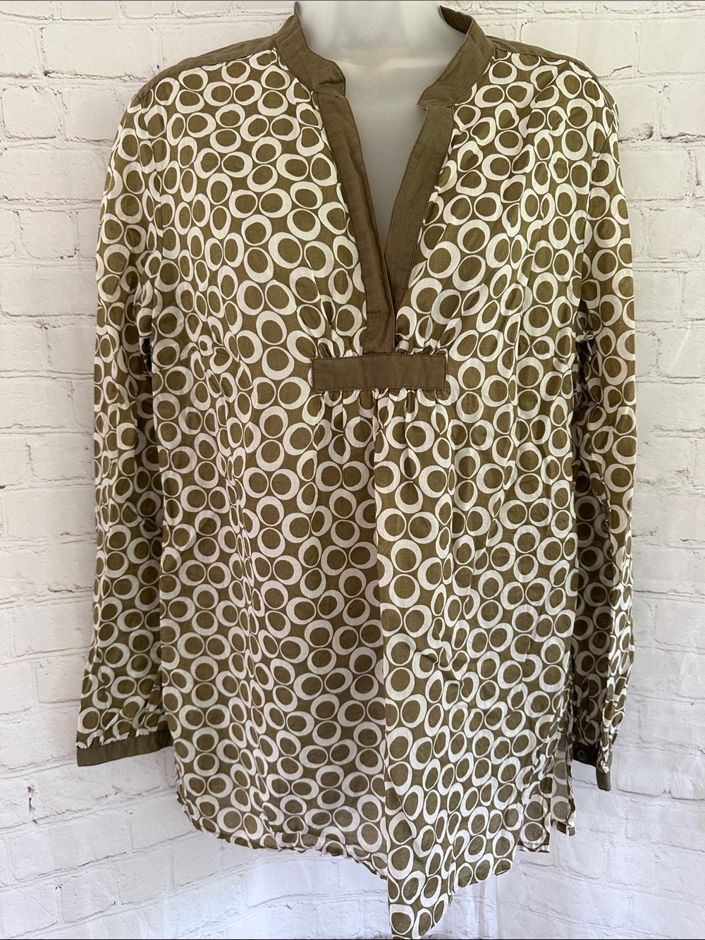 Michael Michael Kors Olive Green Printed Cottage Tunic Top L